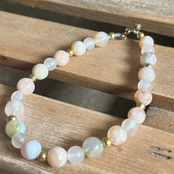 Opalite and Flower Agate Bracelets Crystal Natural Gemstone - Picture 5 of 7